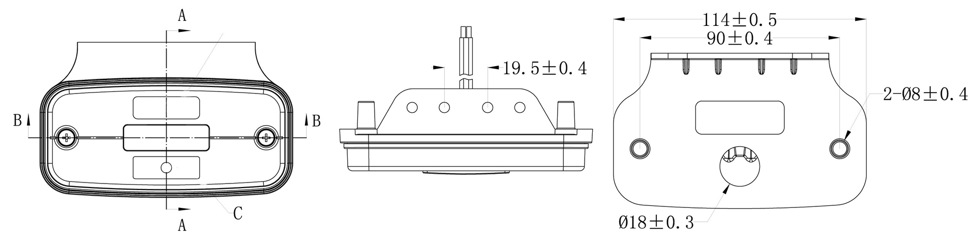 Sidemarkeringslygte LED 12/24 V KMR1 gul med hange - Billede 6