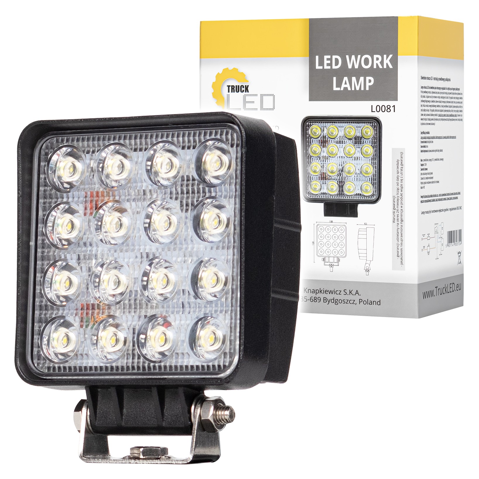 LED-arbejdslys 16x LED firkantet - Billede 7