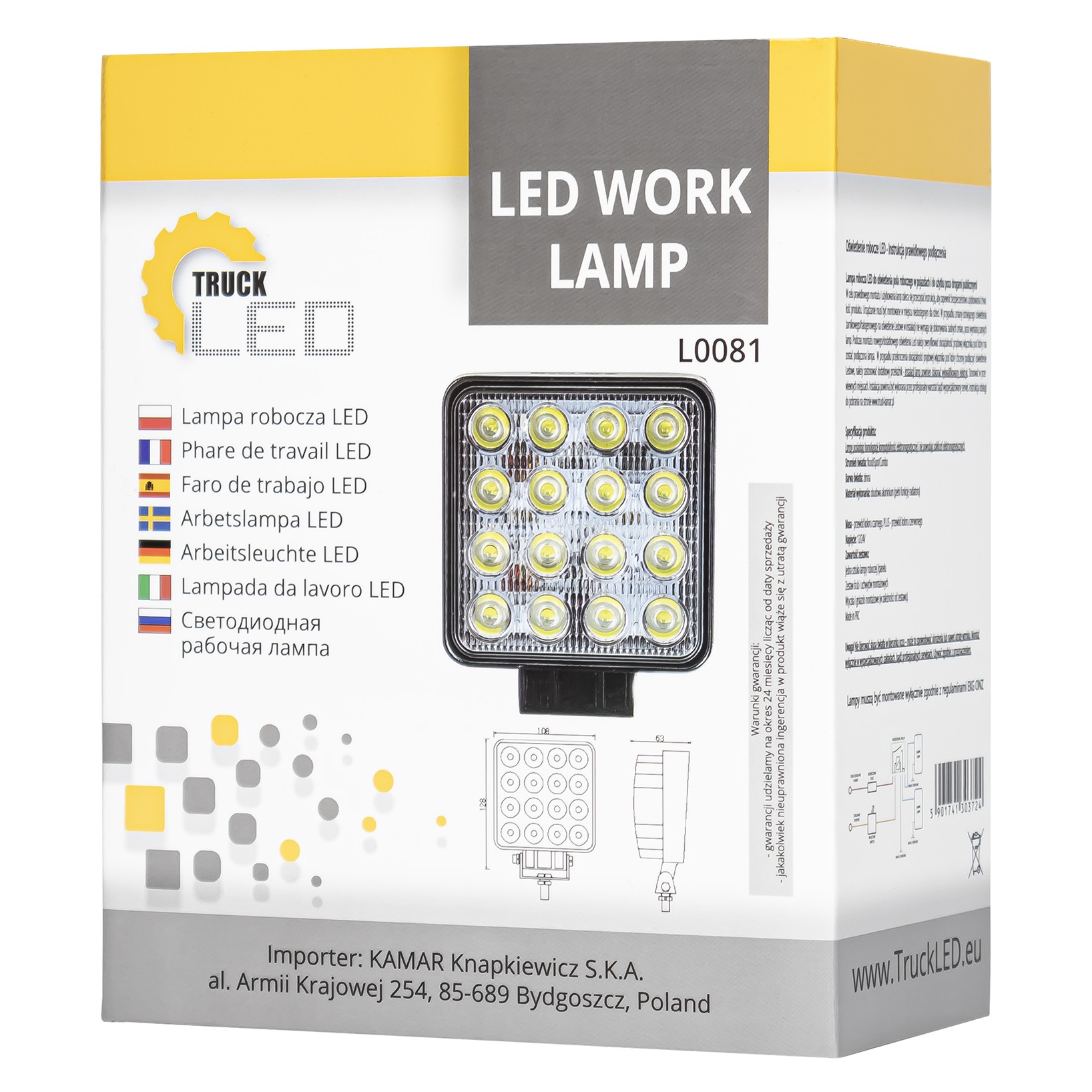 LED-arbejdslys 16x LED firkantet - Billede 8