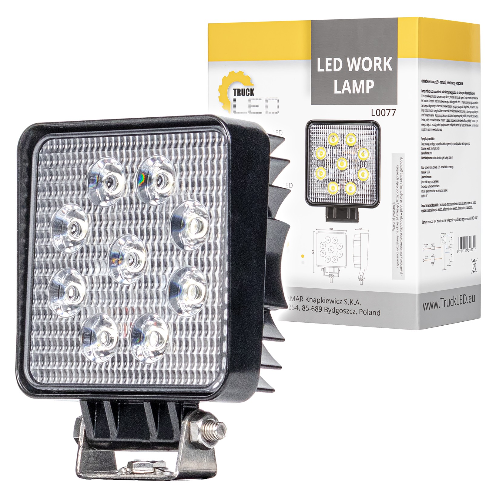LED-arbejdslys 9x LED firkantet - Billede 8