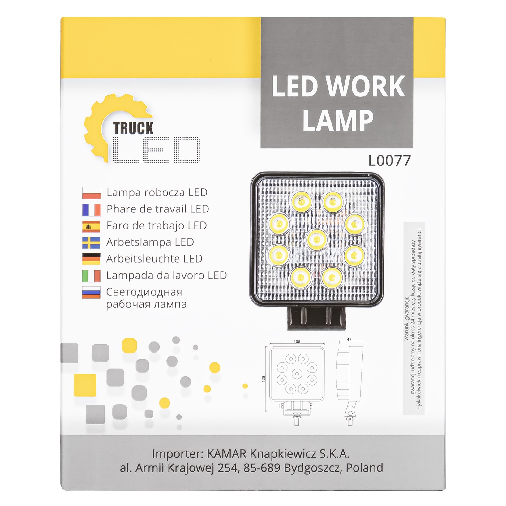 LED-arbejdslys 9x LED firkantet - Billede 10