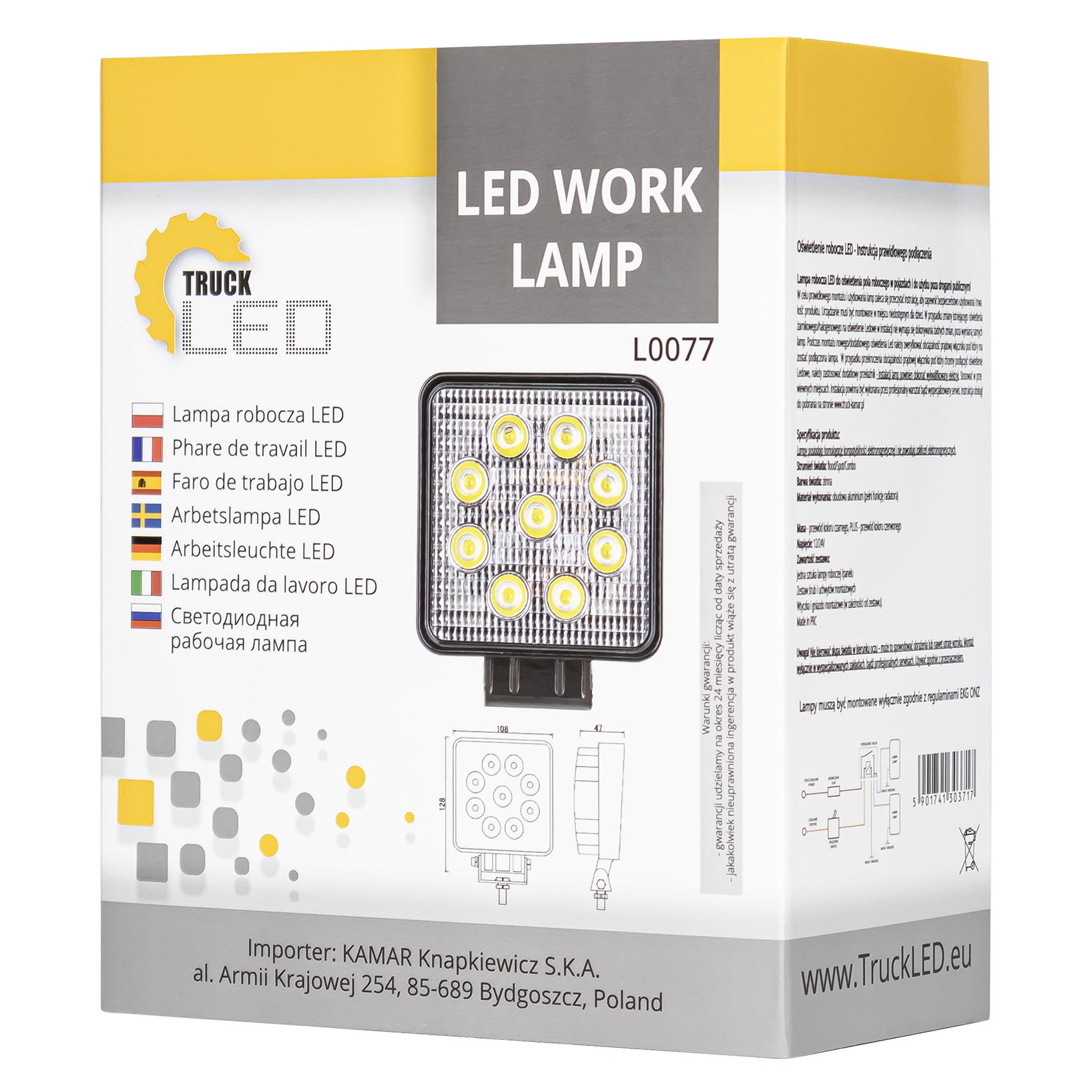 LED-arbejdslys 9x LED firkantet - Billede 9