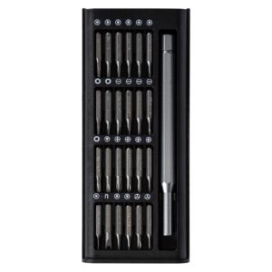 A sæt til precision bits med a screwdriver