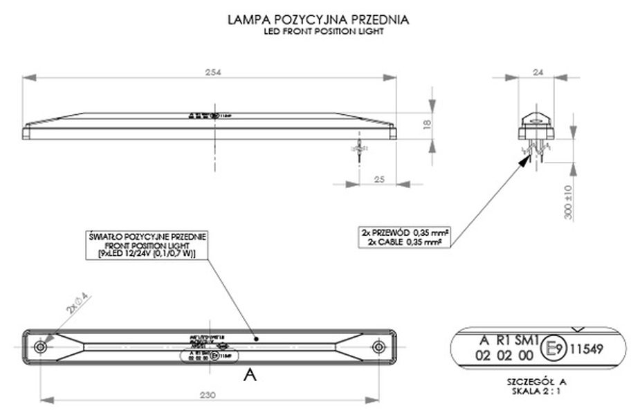Front marker light, white LD997 LED