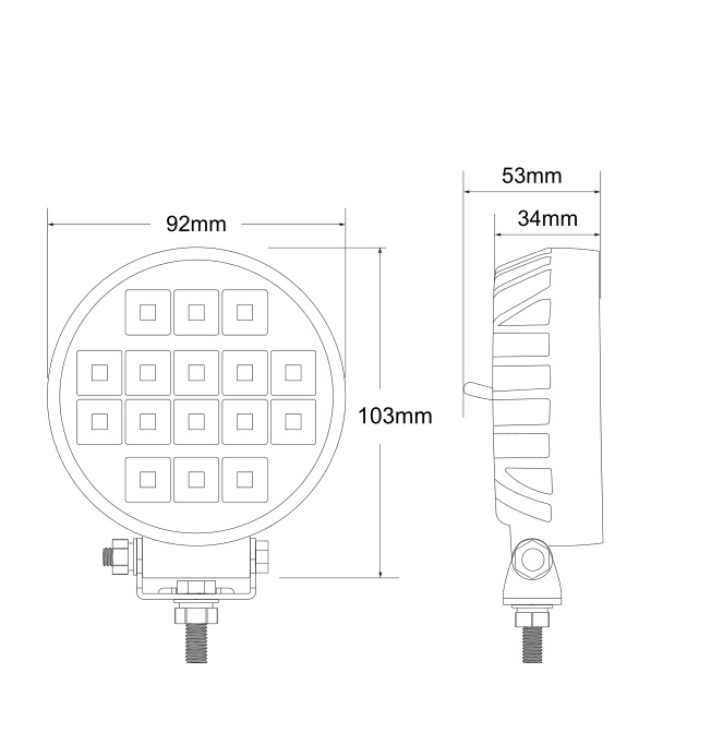 LED-arbejdslys 16x LED rund med kontakt - Billede 7