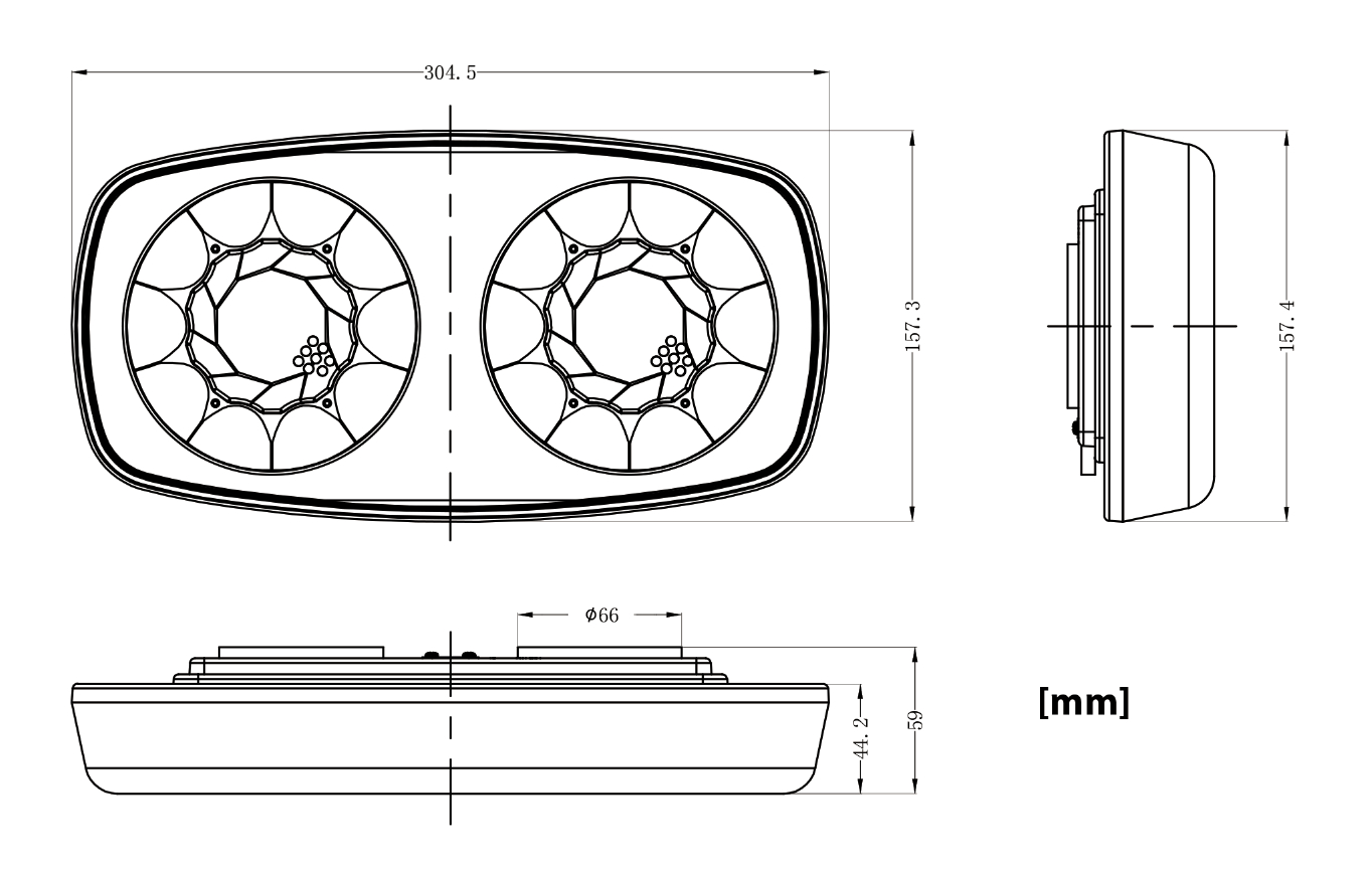 Advarselslysbjælke LED 305x158 mm R 10 R 65 magnet - Billede 5