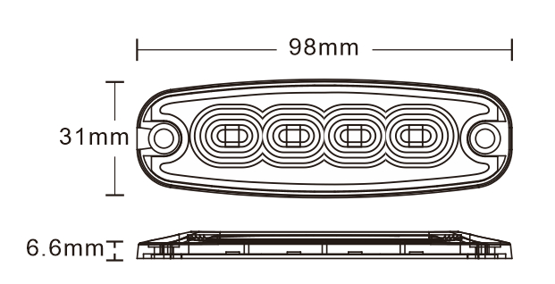 LED-strobelys 4x LED slim