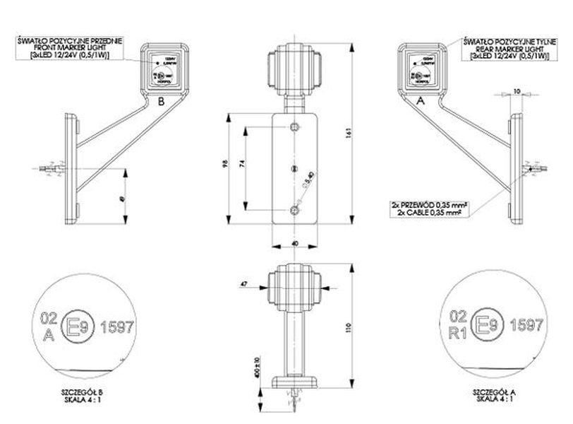 Sidemarkeringslygte LED LD433L